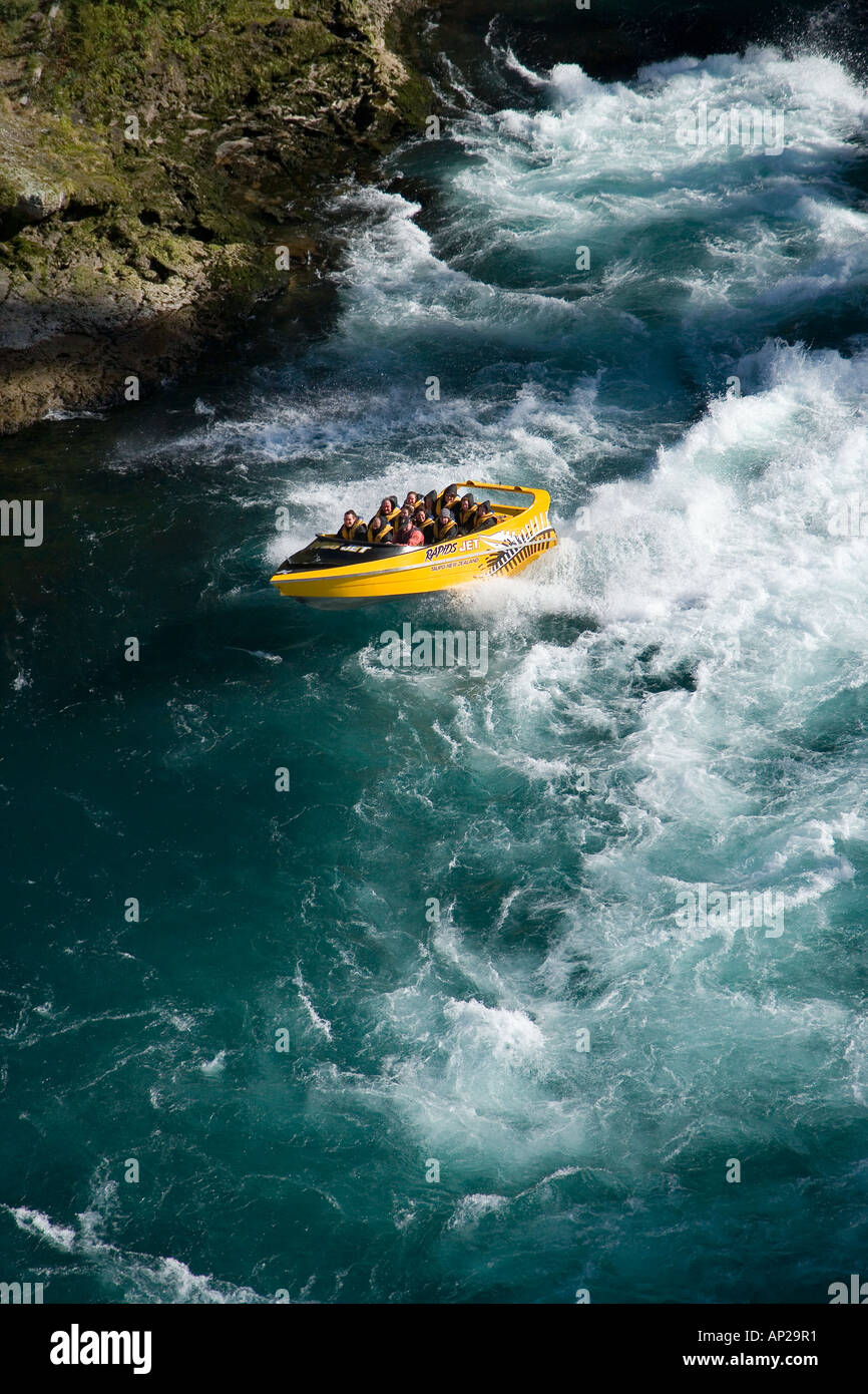 Rapids Jet Fiume Waikato vicino a Taupo Isola del nord della Nuova Zelanda antenna Foto Stock