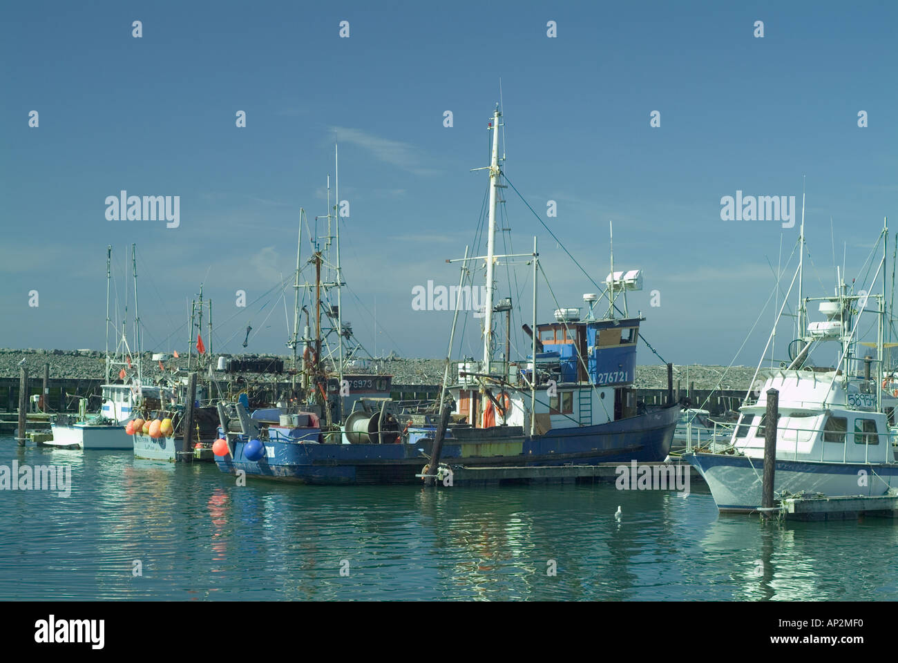 Barche da pesca nello Stato di Washington WA città di La spingere Quileute indiano prenotazione costa litorale costiero Foto Stock