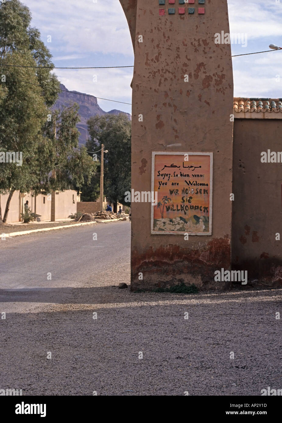 Poster sulla parete in Marocco in Nord Africa Foto Stock