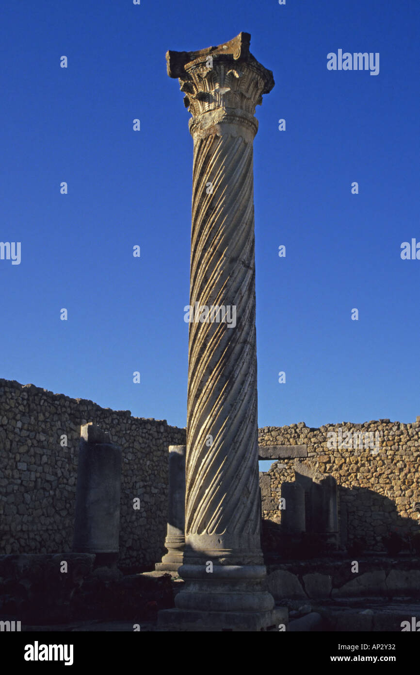 Le rovine romane di Volubilis vicino a Meknes Marocco Foto Stock