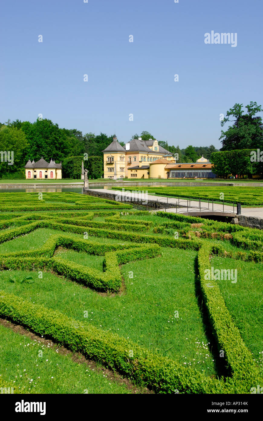 Castello di Hellbrunn con giardino, Salisburgo, Austria Foto Stock