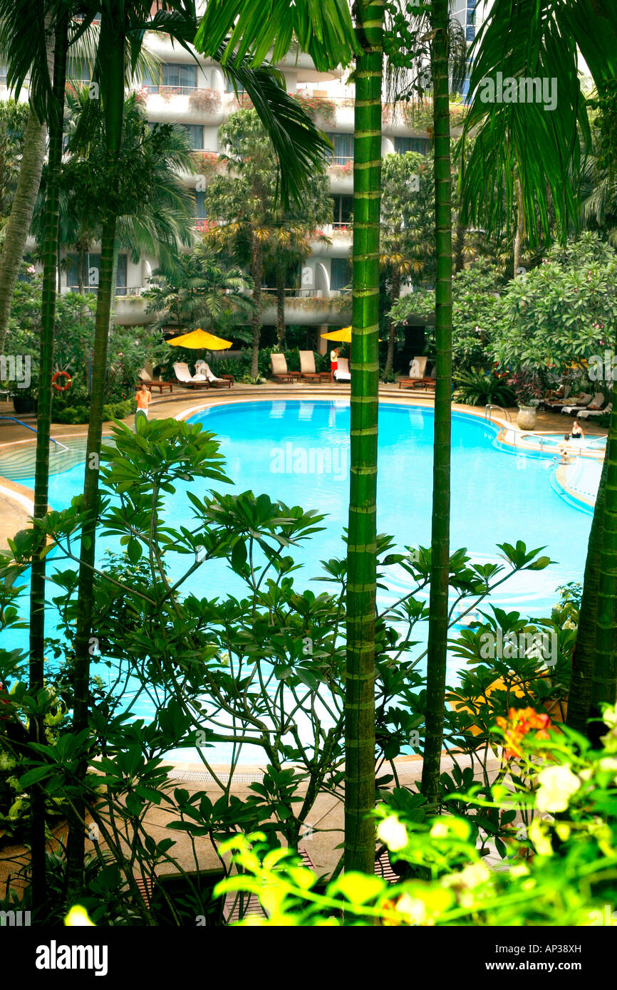 Area piscina, Shangri-La Hotel, Singapore Foto Stock