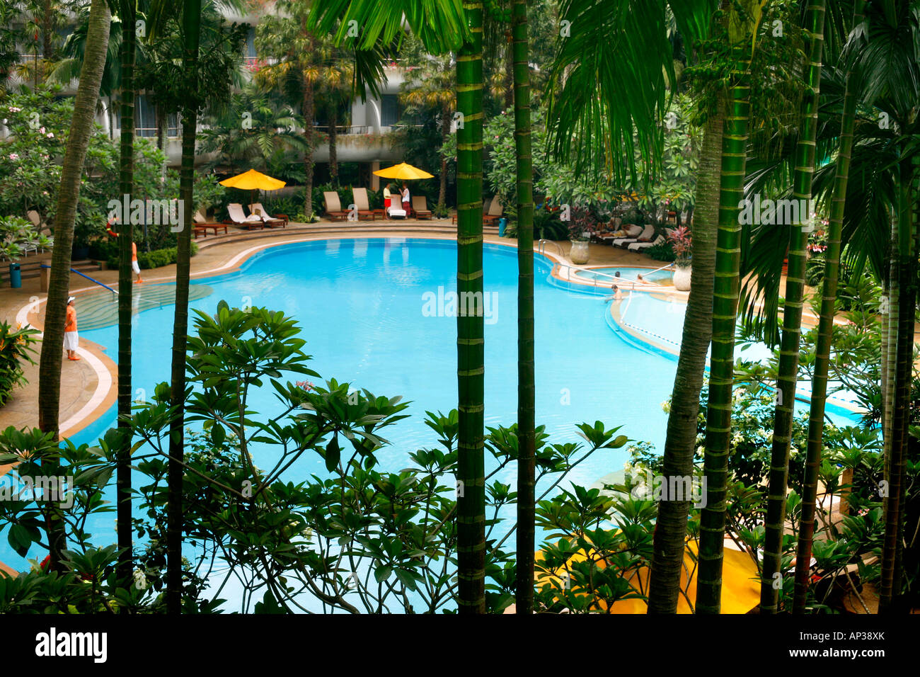 Area piscina, Shangri-La Hotel, Singapore Foto Stock