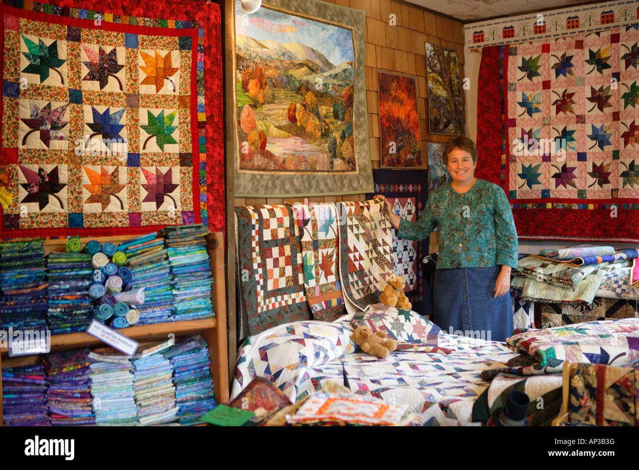 Cabin fever Quiltshop in Waitsfield; Vermont, USA Foto Stock