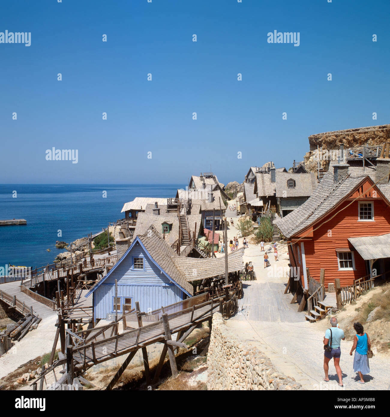 Popeye Village (l'seet degli anni ottanta Robin Williams film), nella costa occidentale di Malta Foto Stock