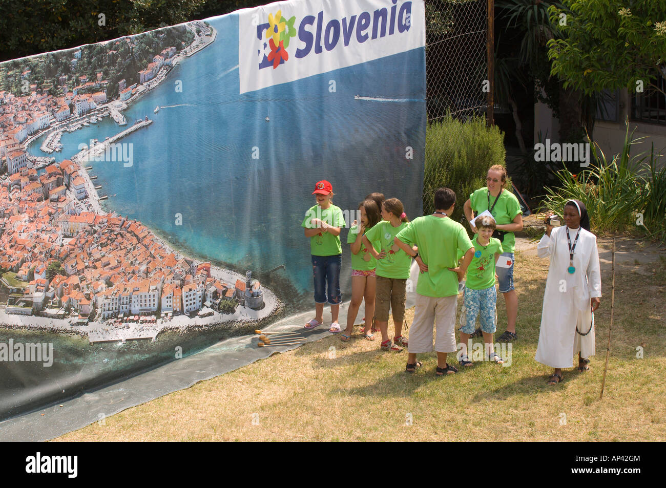 Scuola cattolica Piran Slovenia Balcani Europa Foto Stock