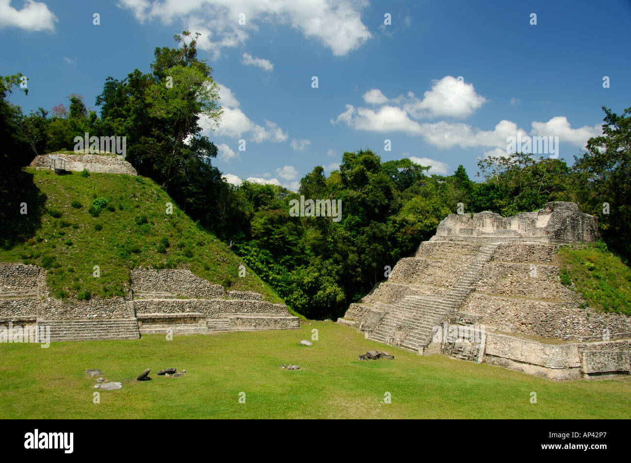 America centrale, Belize, Chiquibul riserva forestale, Caracol. Edifici di astronomia. Foto Stock