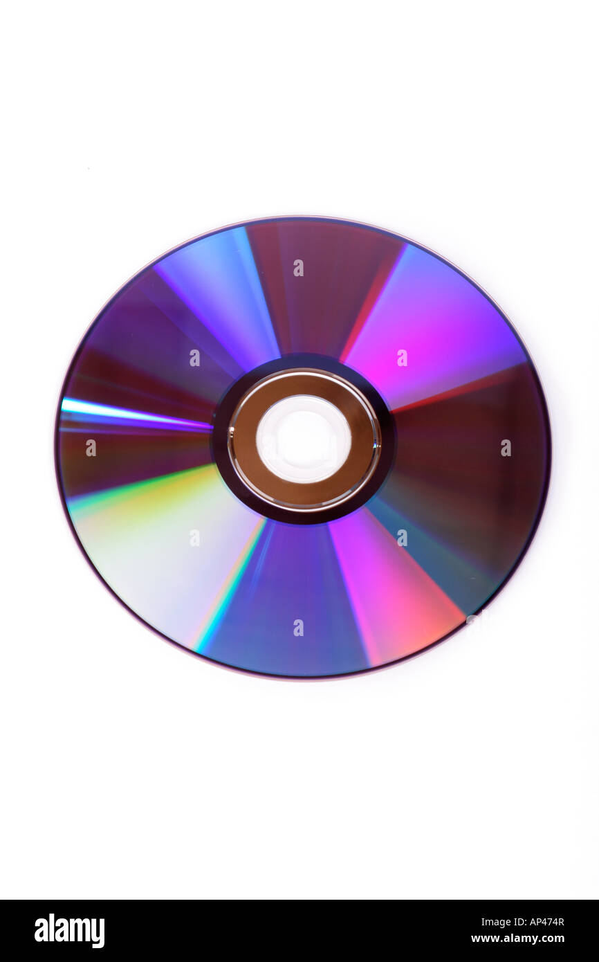 Il disco DVD su sfondo bianco Foto Stock