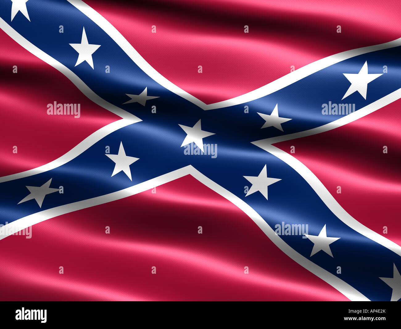 Computer generato illustrazione dei confederati, ribelle, o Dixie bandiera con aspetto setoso e onde Foto Stock