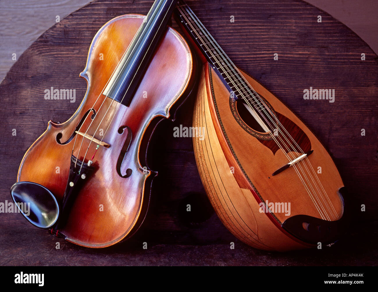 Close up di mandolino e violino Foto Stock