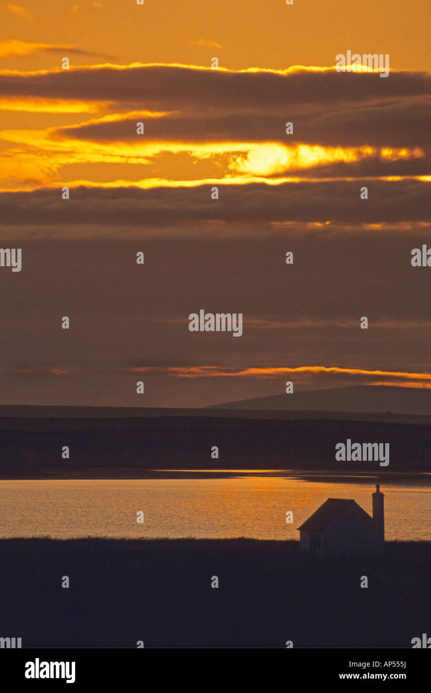 Tramonto a Deerness Orkney continentale Foto Stock
