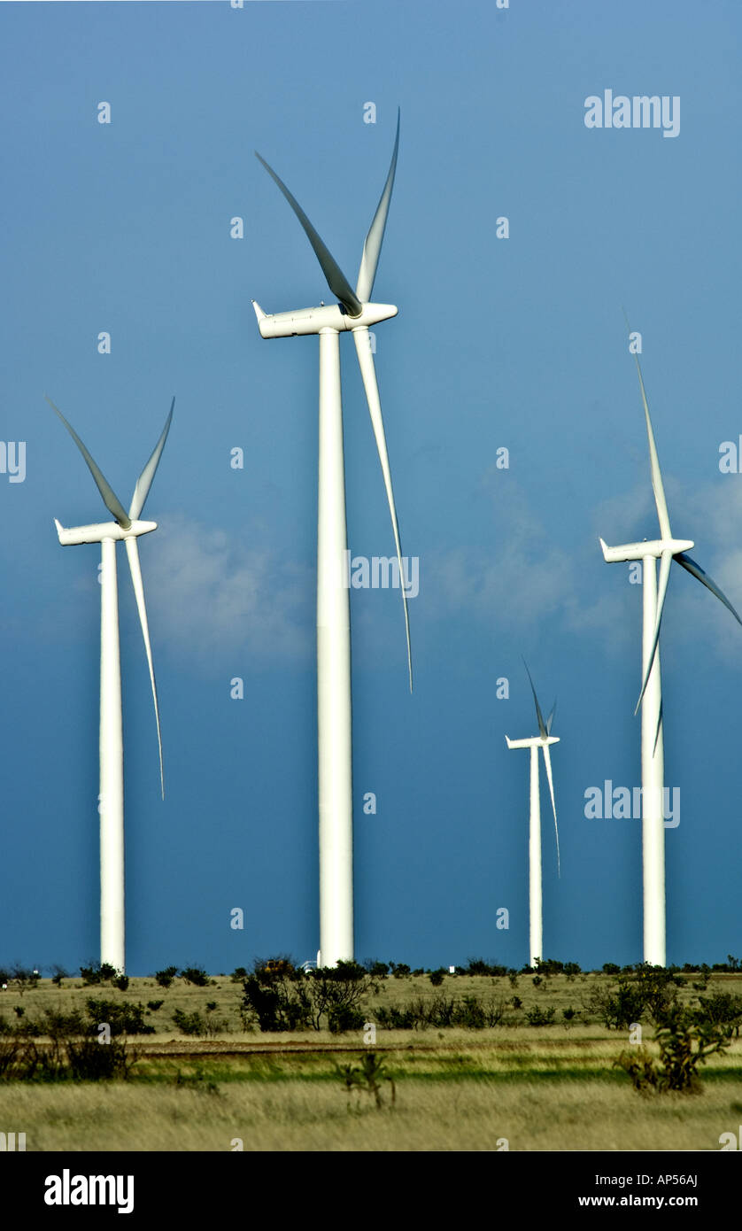 Le turbine eoliche in Texas per centrali eoliche. Foto Stock