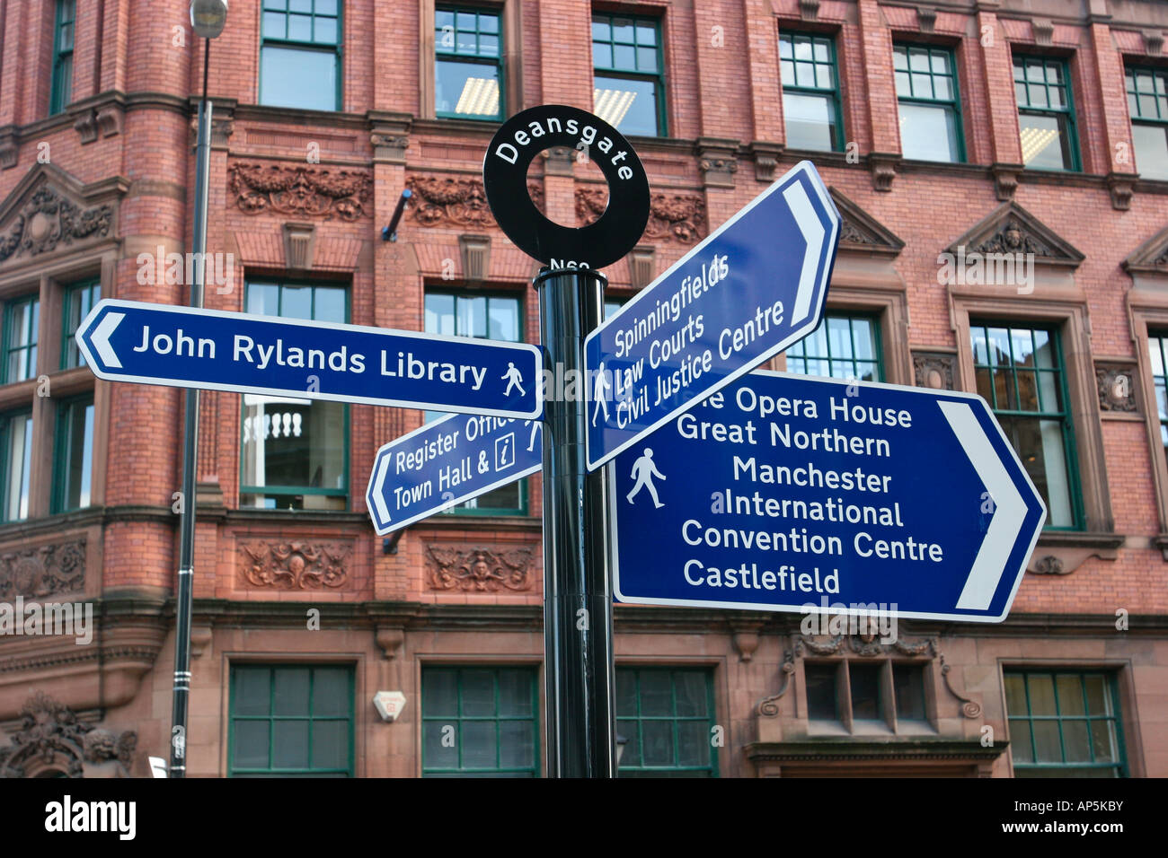 Cartello stradale di Deansgate Manchester REGNO UNITO Foto Stock