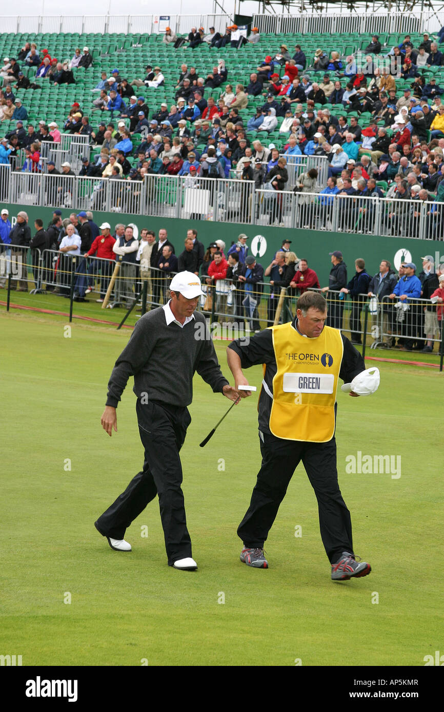 Richard Green golfista Australiano, Carnoustie xviii verde 4 vincolato al 2007 British Open Championship Foto Stock