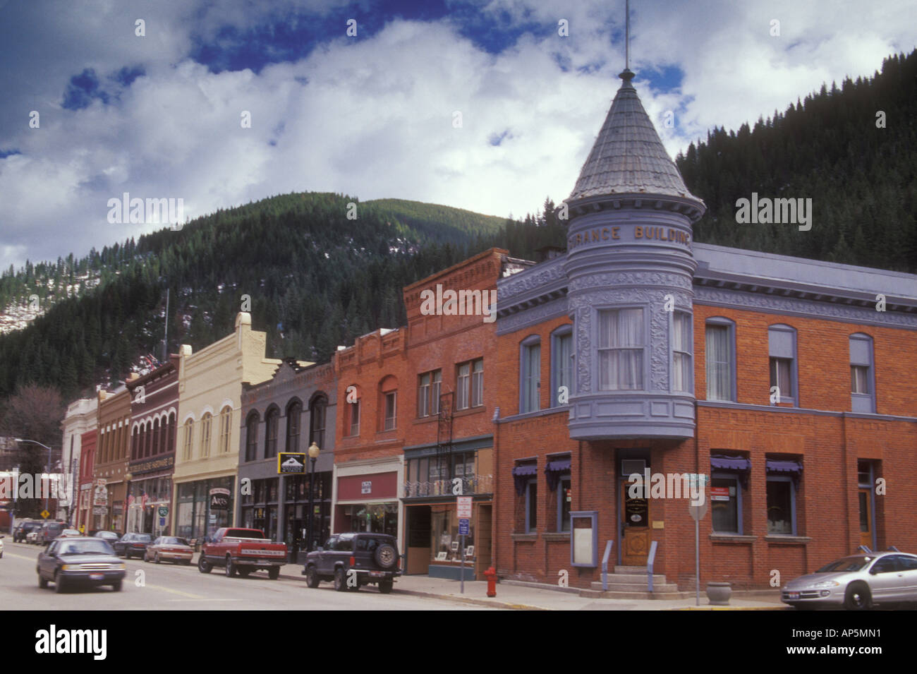 Assicurazione edificio nel centro di Wallace, Shoshone County, Idaho. Stati Uniti d'America Foto Stock