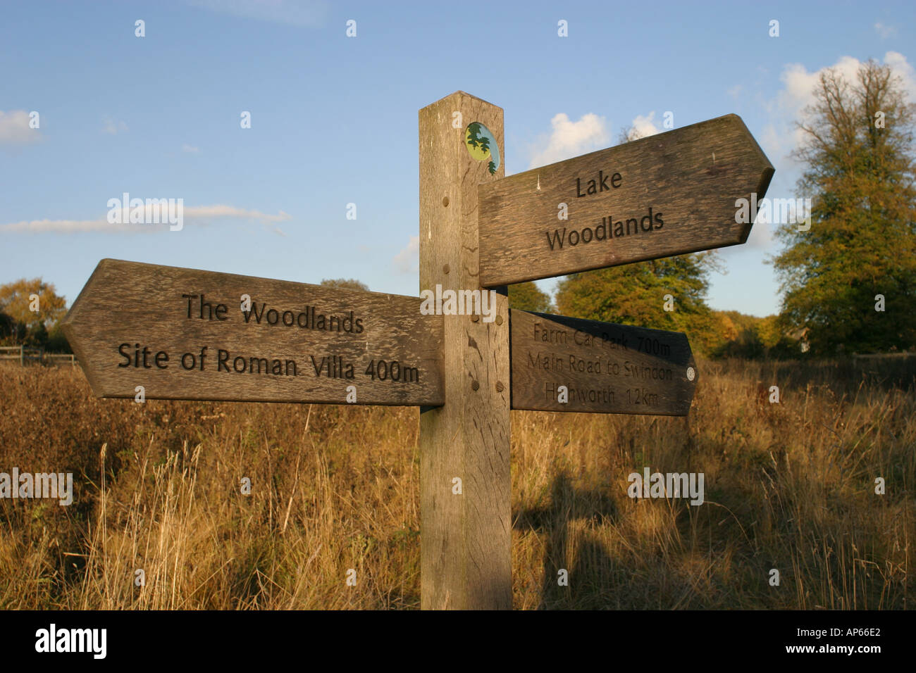 La segnaletica a Stanton Park Swindon Wiltshire Foto Stock