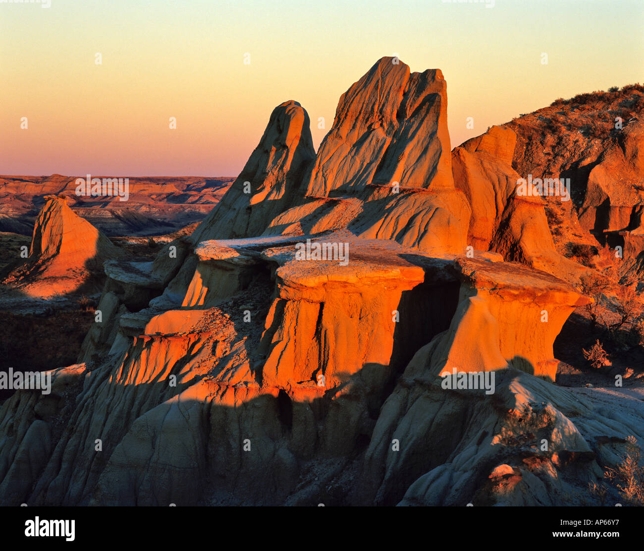 Badlands nel Parco nazionale Theodore Roosevelt in North Dakota Foto Stock