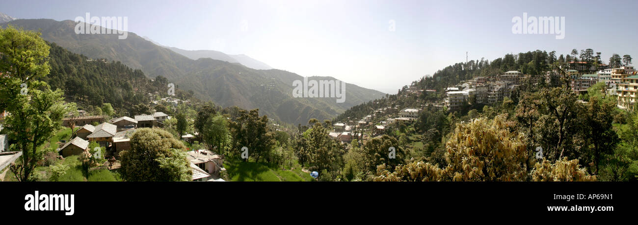 India Himachal Pradesh McLeod Ganj panoramic Foto Stock