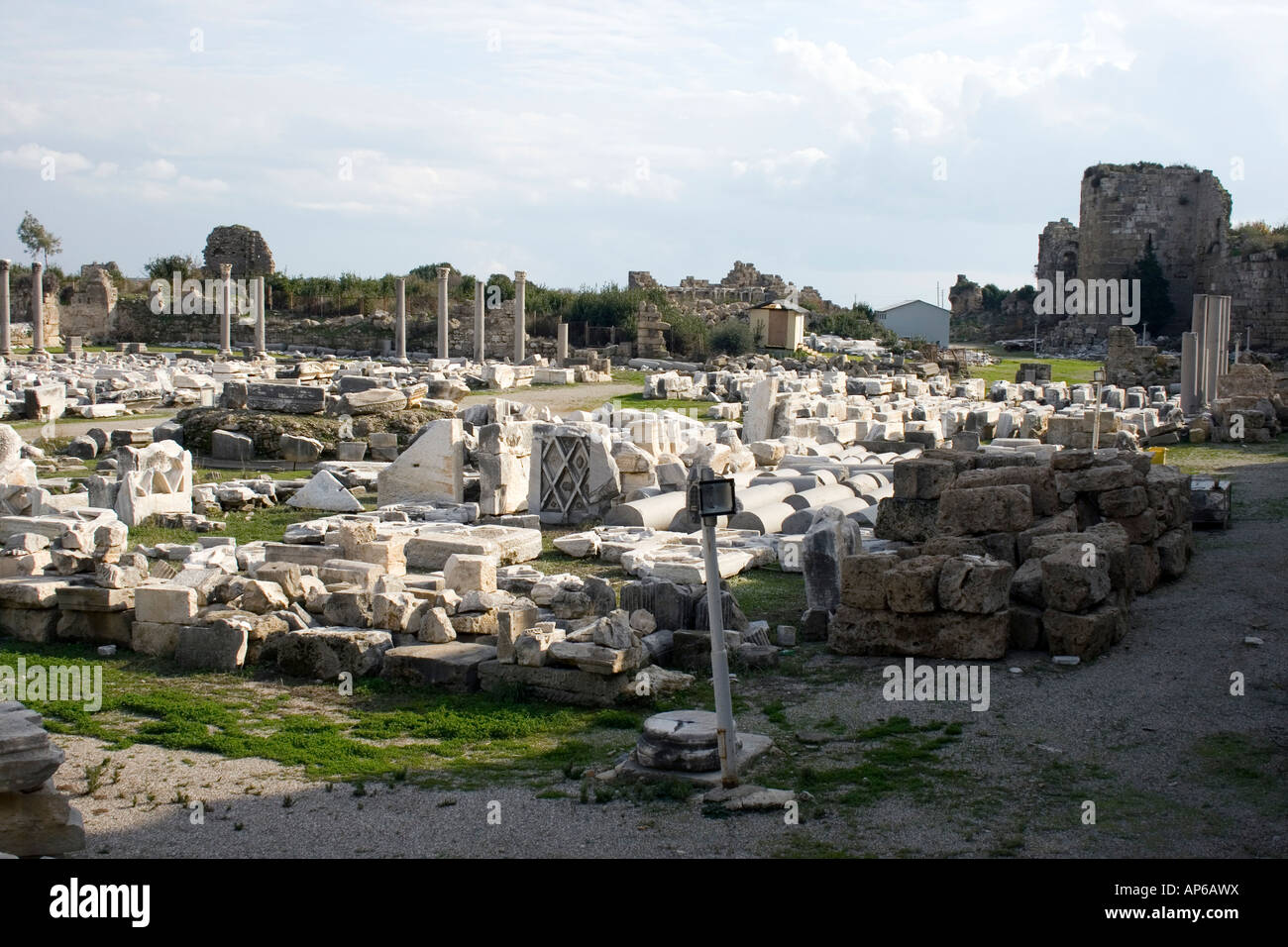 Il restauro dell'antico insediamento romano nella città di lato Foto Stock