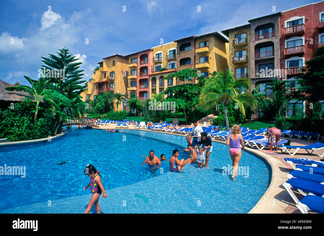 Hotel con Piscina a Cancún in Messico Foto Stock