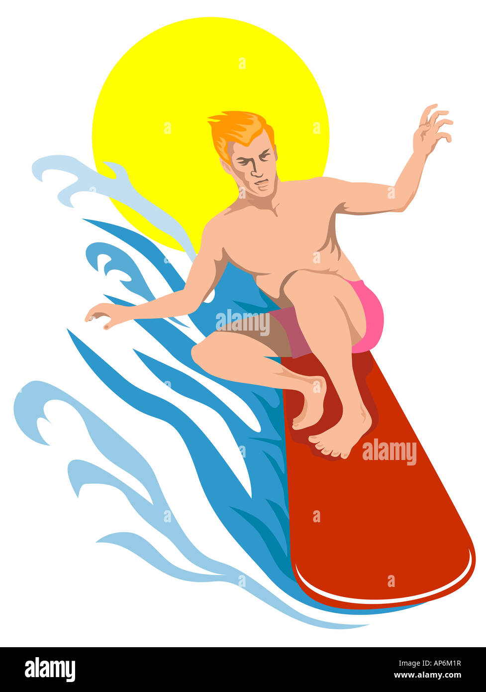 Surfer surf sulle onde grosse Foto Stock