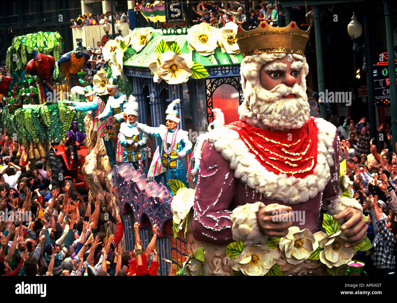 Il Re galleggiante nella Rex Mardi Gras Parade New Orleans in Louisiana Foto Stock