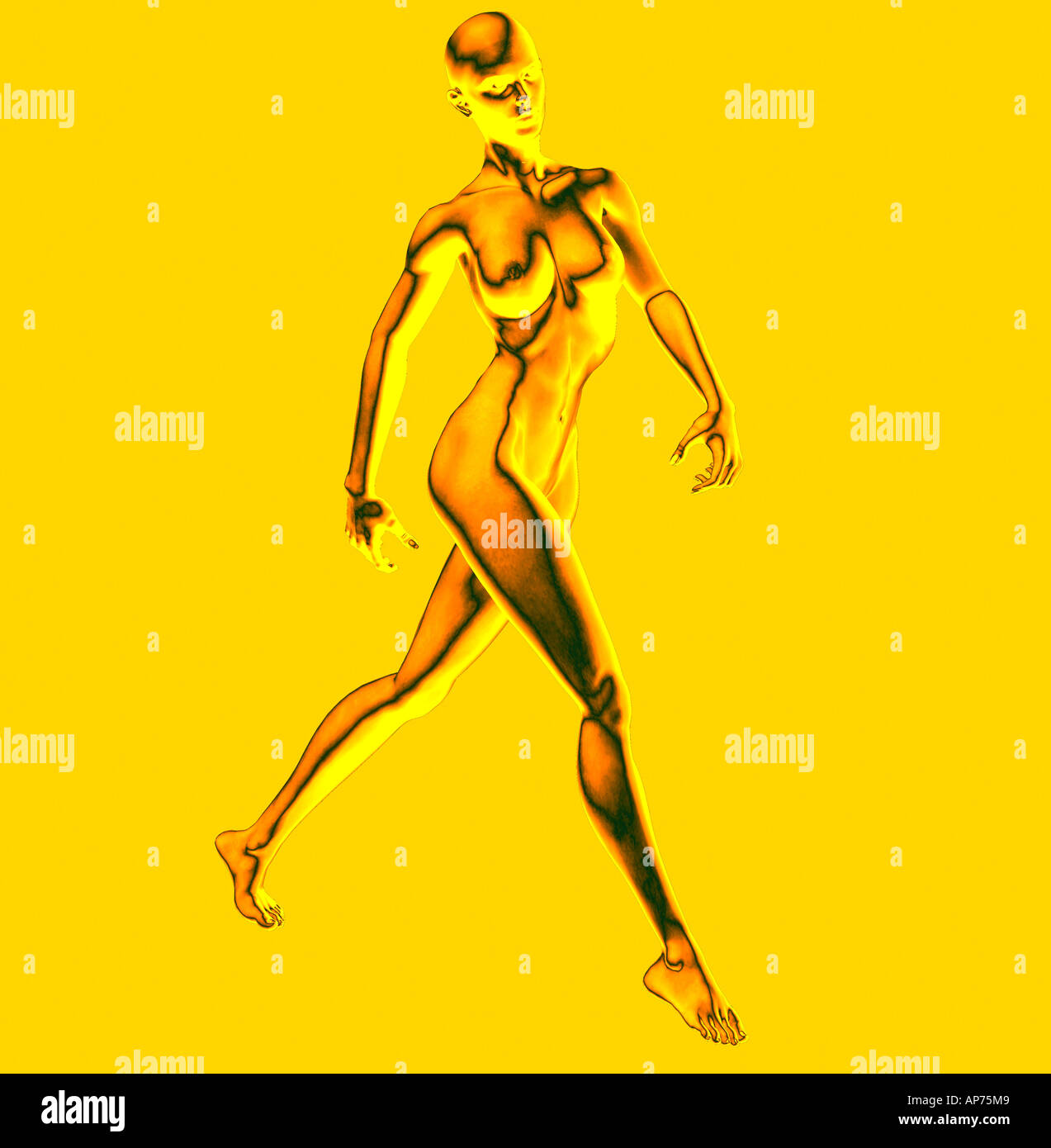 Computer robot generati corpo femminile in 3D Foto Stock