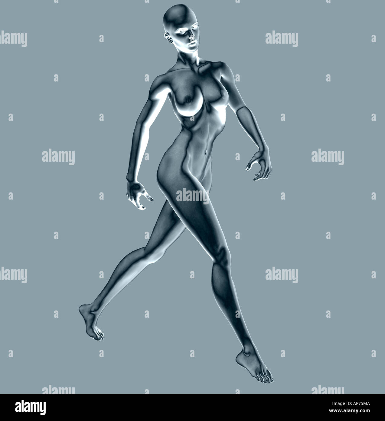 Computer robot generati corpo femminile in 3D Foto Stock