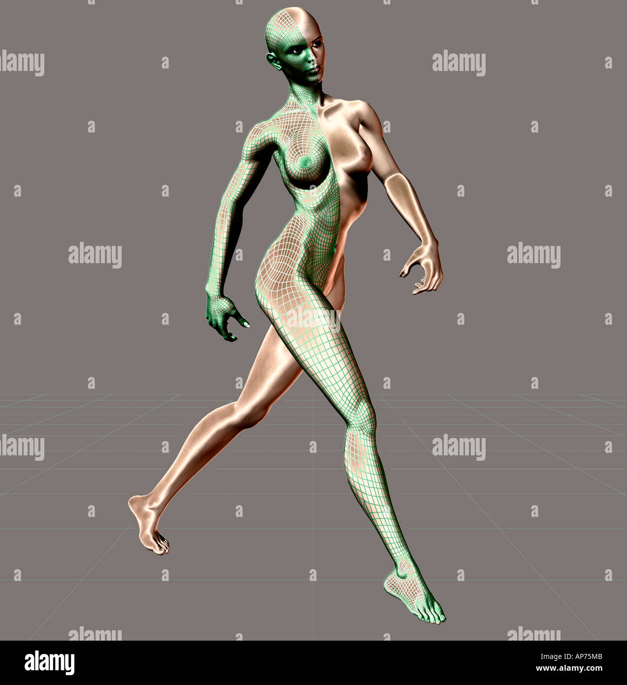 Computer robot generati corpo femminile in 3D Foto Stock