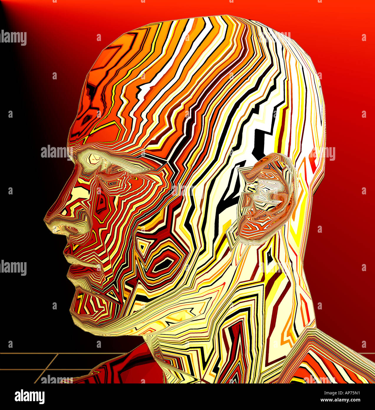 Computer robot generati testa maschio in 3D Foto Stock