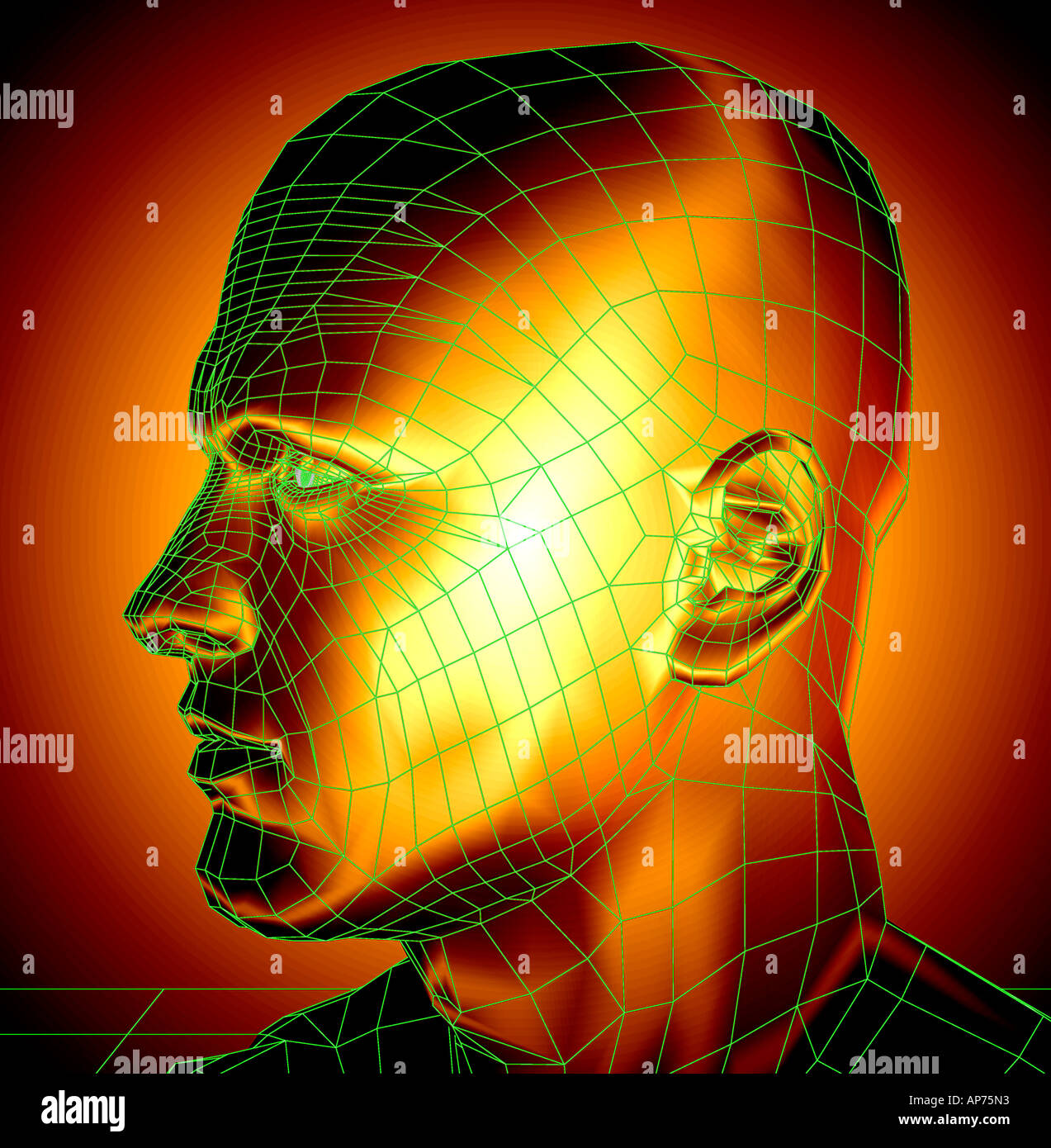 Computer robot generati testa maschio in 3D Foto Stock