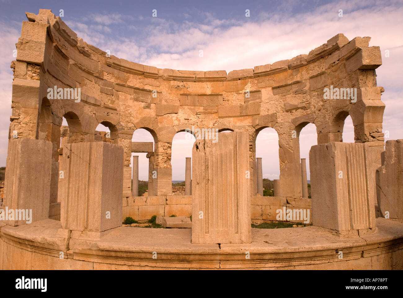 Il mercato di Leptis Magna Libia Foto Stock