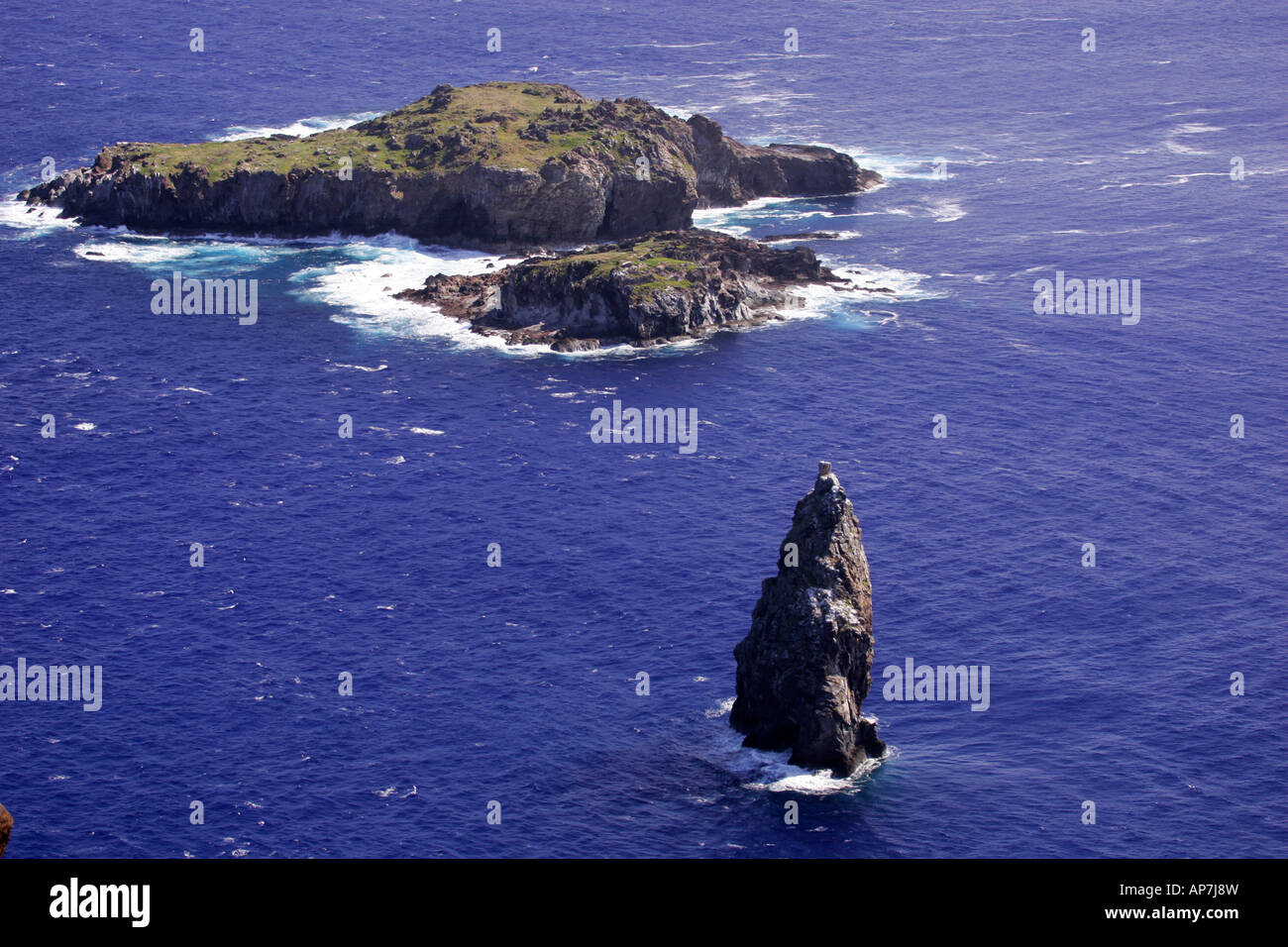 Orongo - isolotto Motu Nui, Rapa Nui, Isla de Pascua, Isola di Pasqua, Cile Foto Stock