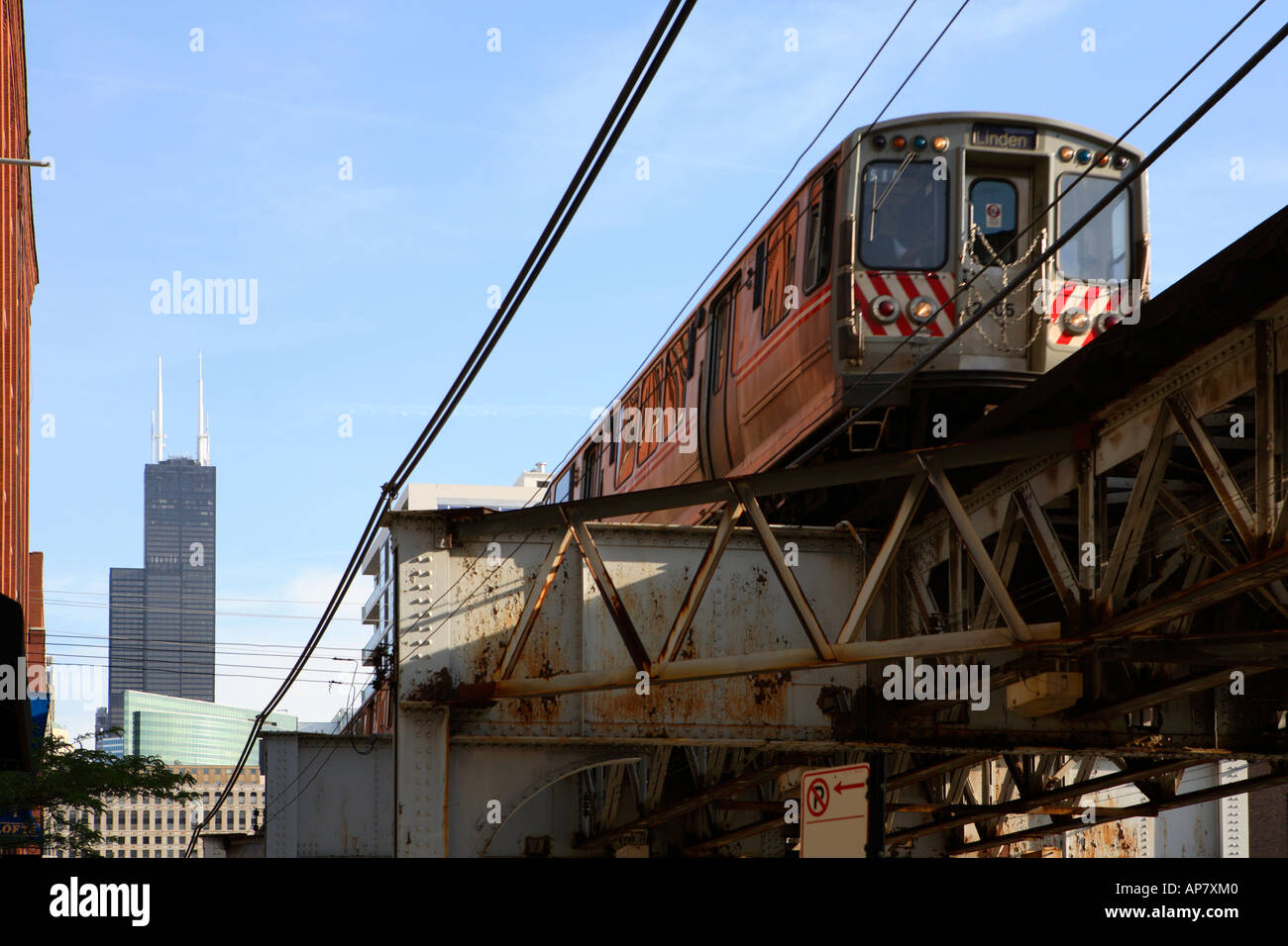 Treno elevati su Wells Street Chicago Illinois stock photo 163 0273 pomeriggio el parole chiave el treno elevata chicago downtown se Foto Stock