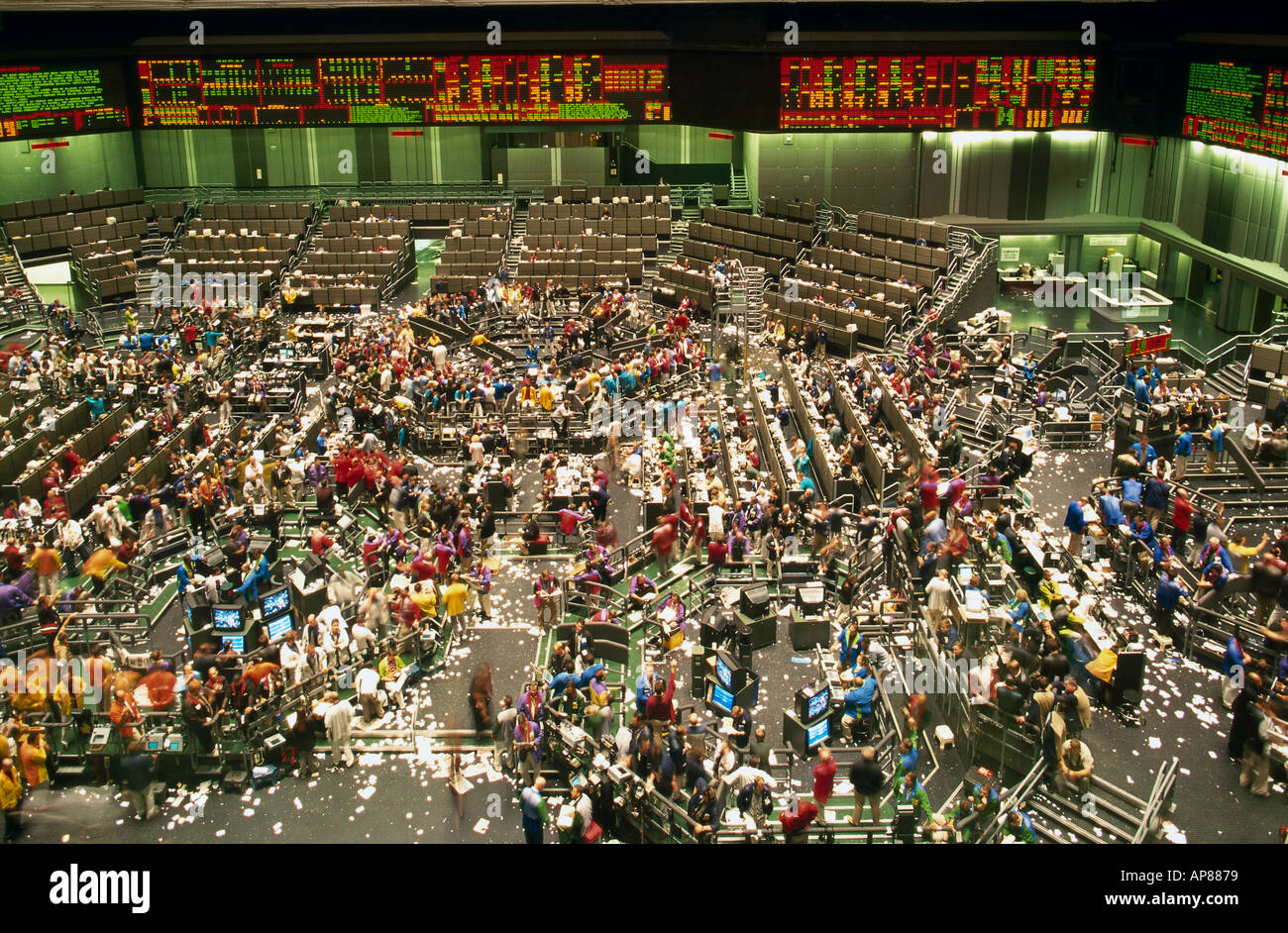 Il trading floor dell'edificio dello stock exchange, Chicago Board of Trade, Chicago, Illinois, Stati Uniti d'America Foto Stock