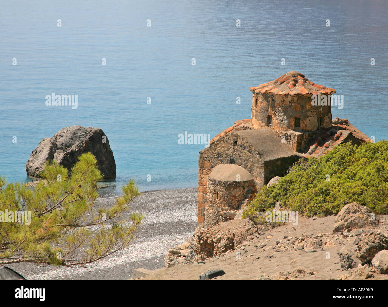 Aghios Pavlos St Pauls chiesa sulla costa sud ovest di Creta Foto Stock