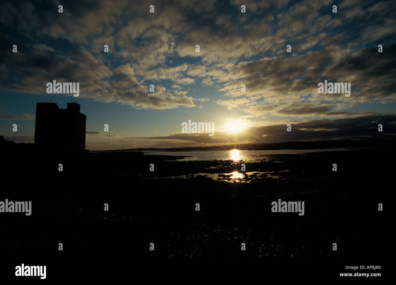 Sunset Oranmore Castle County Galway Irlanda Foto Stock