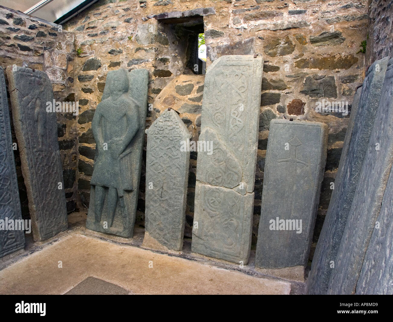 Kilmartin sagrato contenente graveslabs medievale Argyll Scozia Scotland Foto Stock