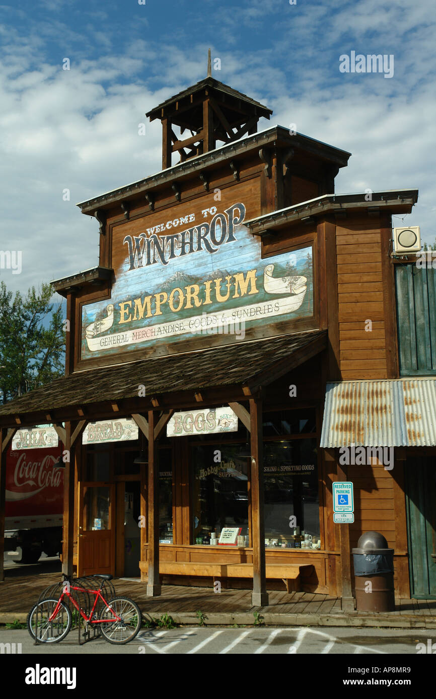 AJD53013, Winthrop, WA, Washington, Main Street, Old West Town Foto Stock