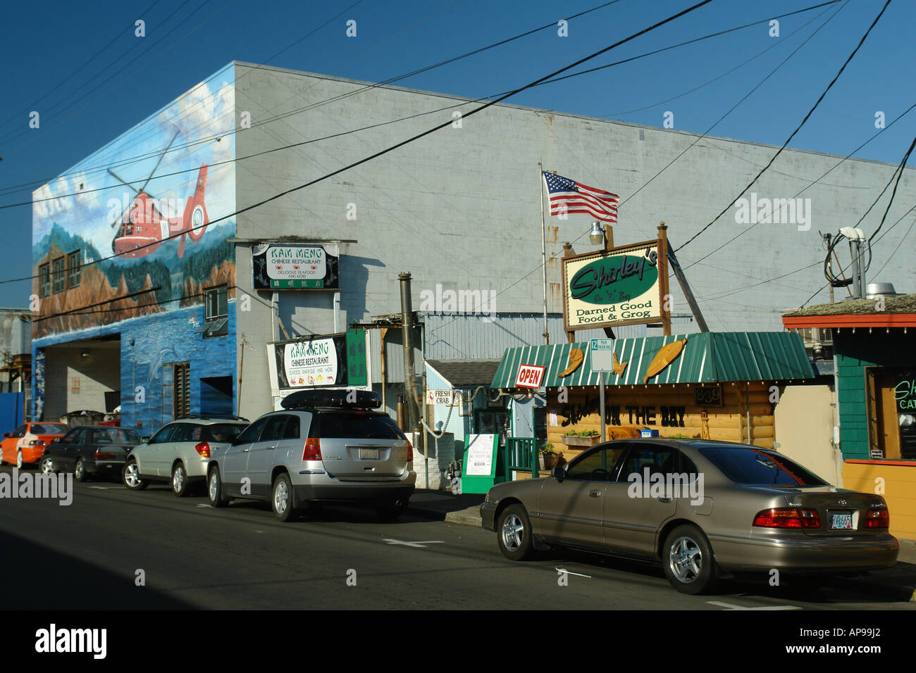 AJD51617, Newport o, Oregon, Oceano Pacifico, Pacific Coast Scenic Byway, Rt., itinerario, Highway 101, Historic Bayfront, waterfront Foto Stock