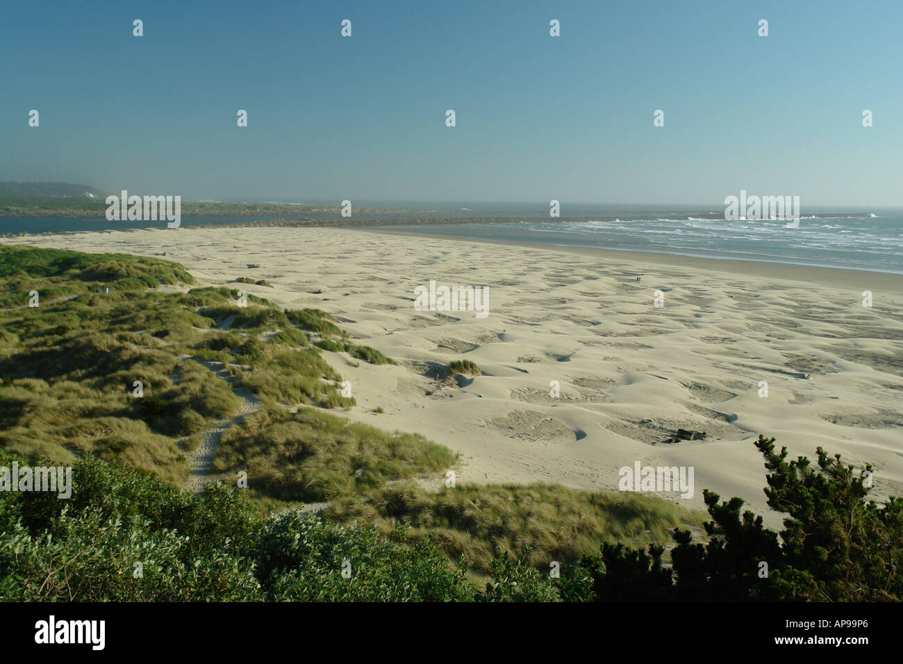 AJD51655, Newport o, Oregon, Oceano Pacifico, Pacific Coast Scenic Byway, Rt., itinerario, Highway 101, Spiaggia Foto Stock