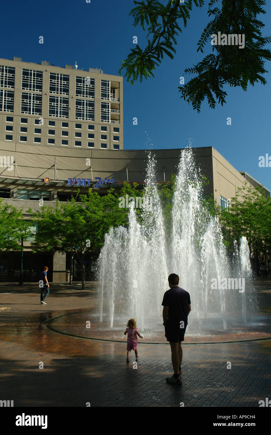 AJD50846 Boise, ID, Idaho, downtown, plaza, fontana Foto Stock