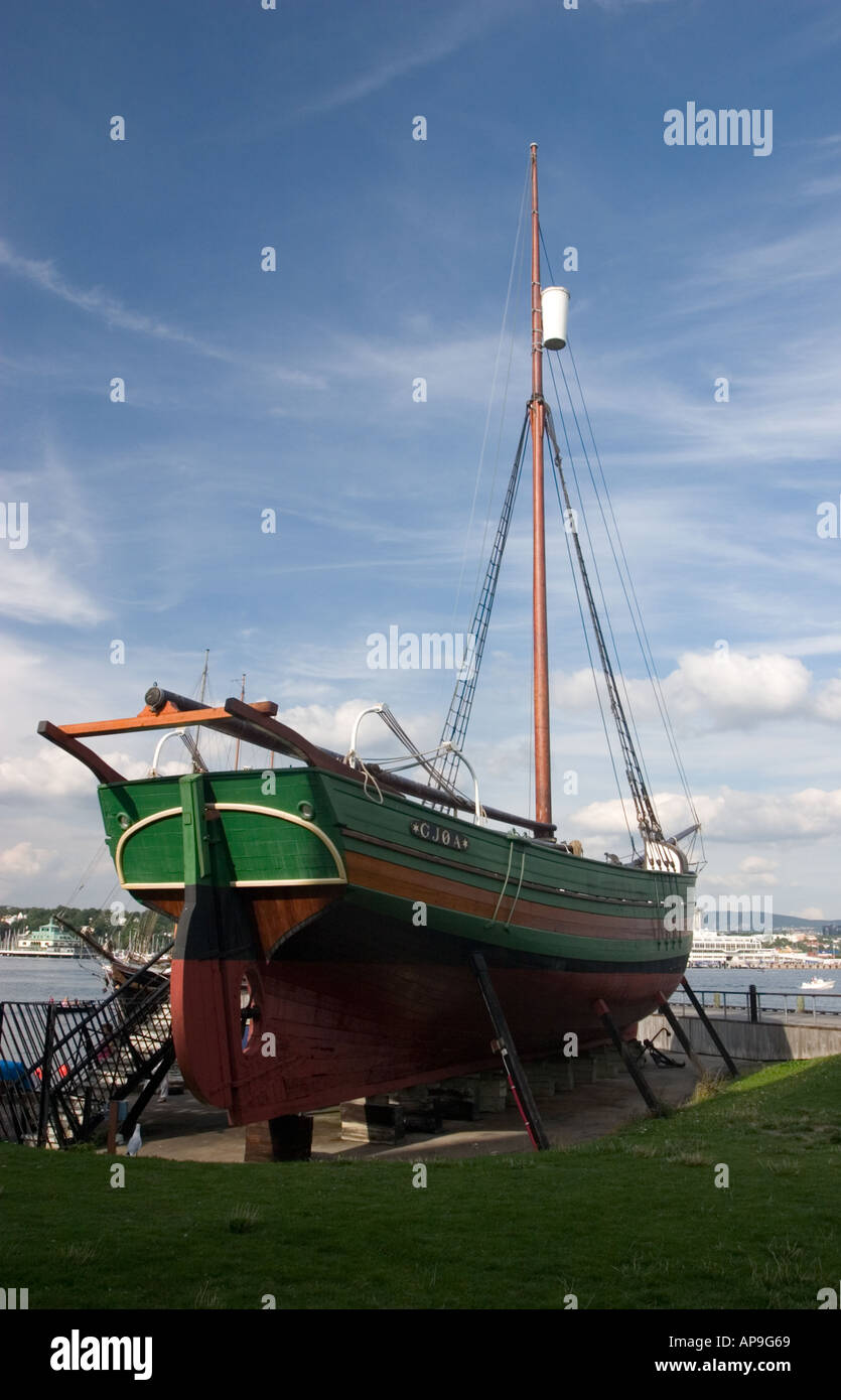 Nave a vela nella parte anteriore del Museo Fram Bygdoy Oslo Norvegia Foto Stock