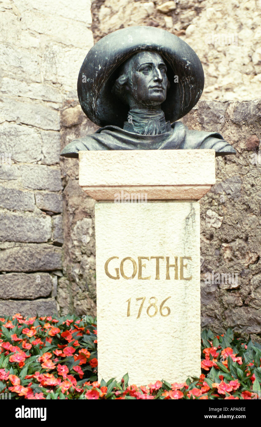 Il busto di Goethe a Malcesine Italia Foto Stock