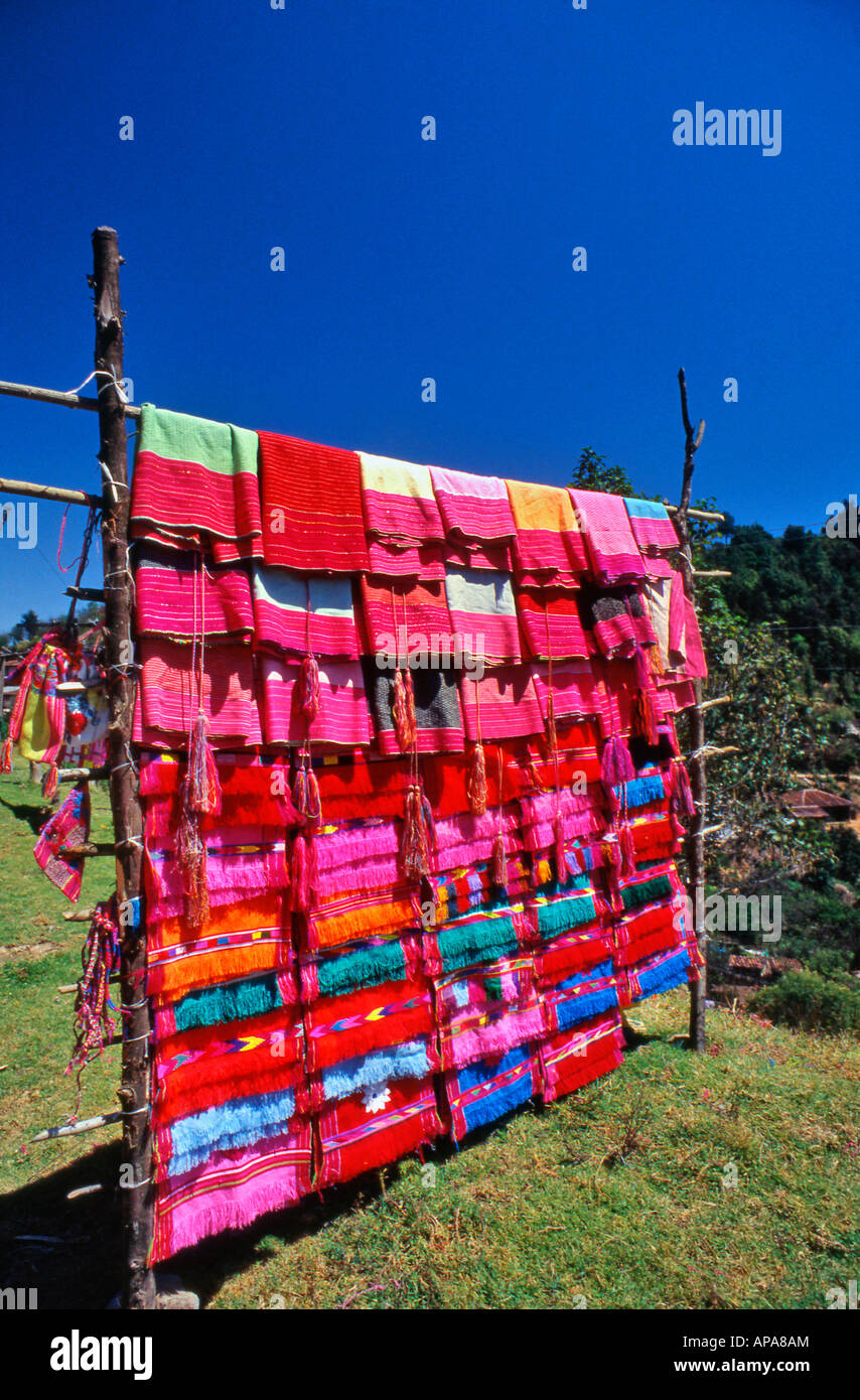 Visualizzazione dei tappeti a San Cristobal Messico Foto Stock