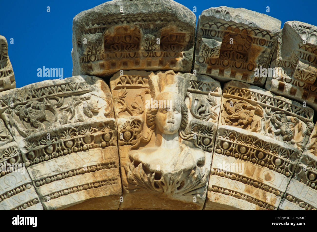Dettaglio dell'arco La Biblioteca Efeso Turchia Foto Stock