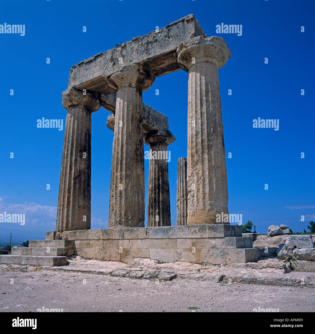 Tempio di Apollo Corinto antico Peloponneso Grecia continente Europa hellas Foto Stock