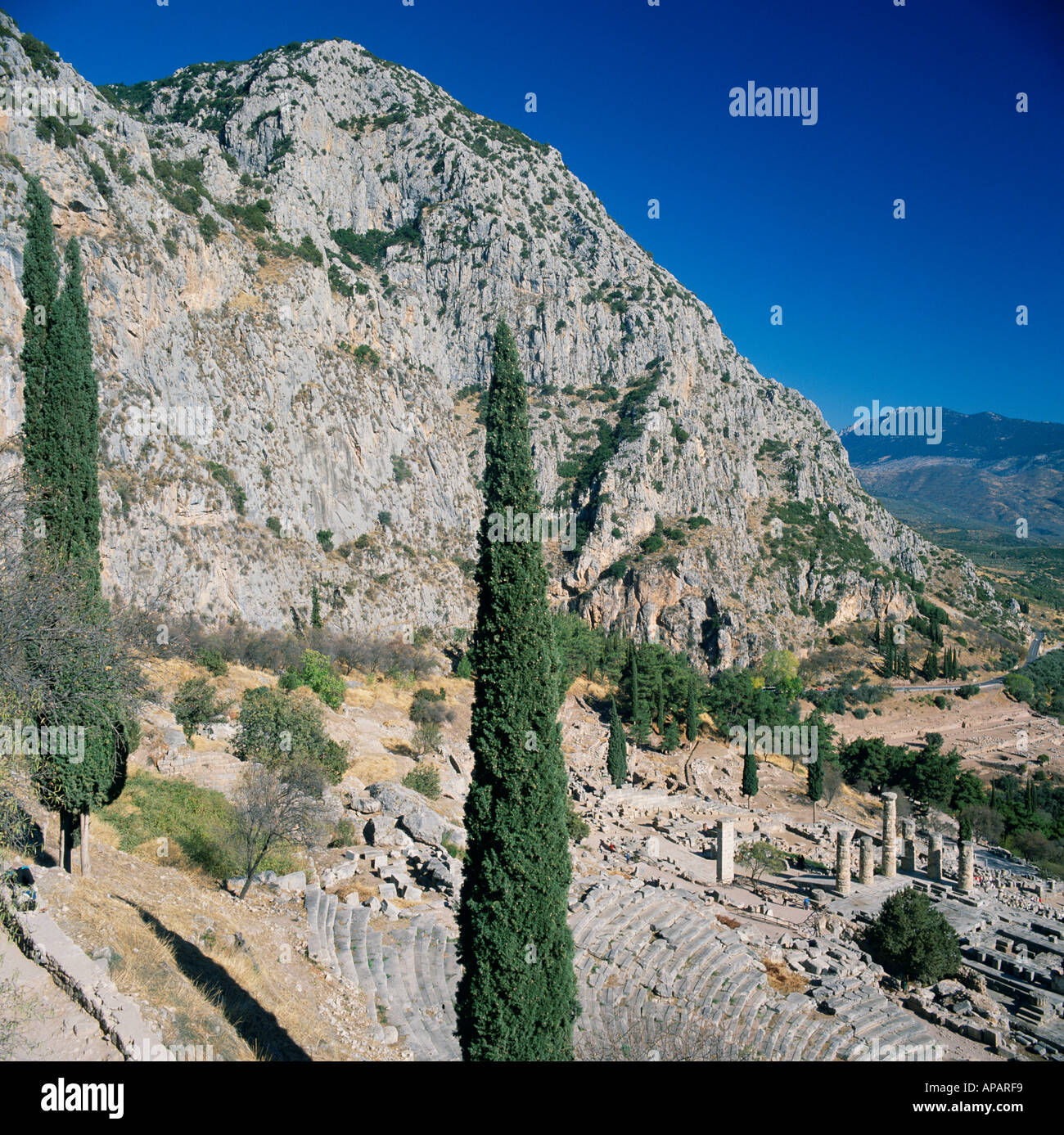Vista da Delphi Grecia settentrionale Hellas Foto Stock