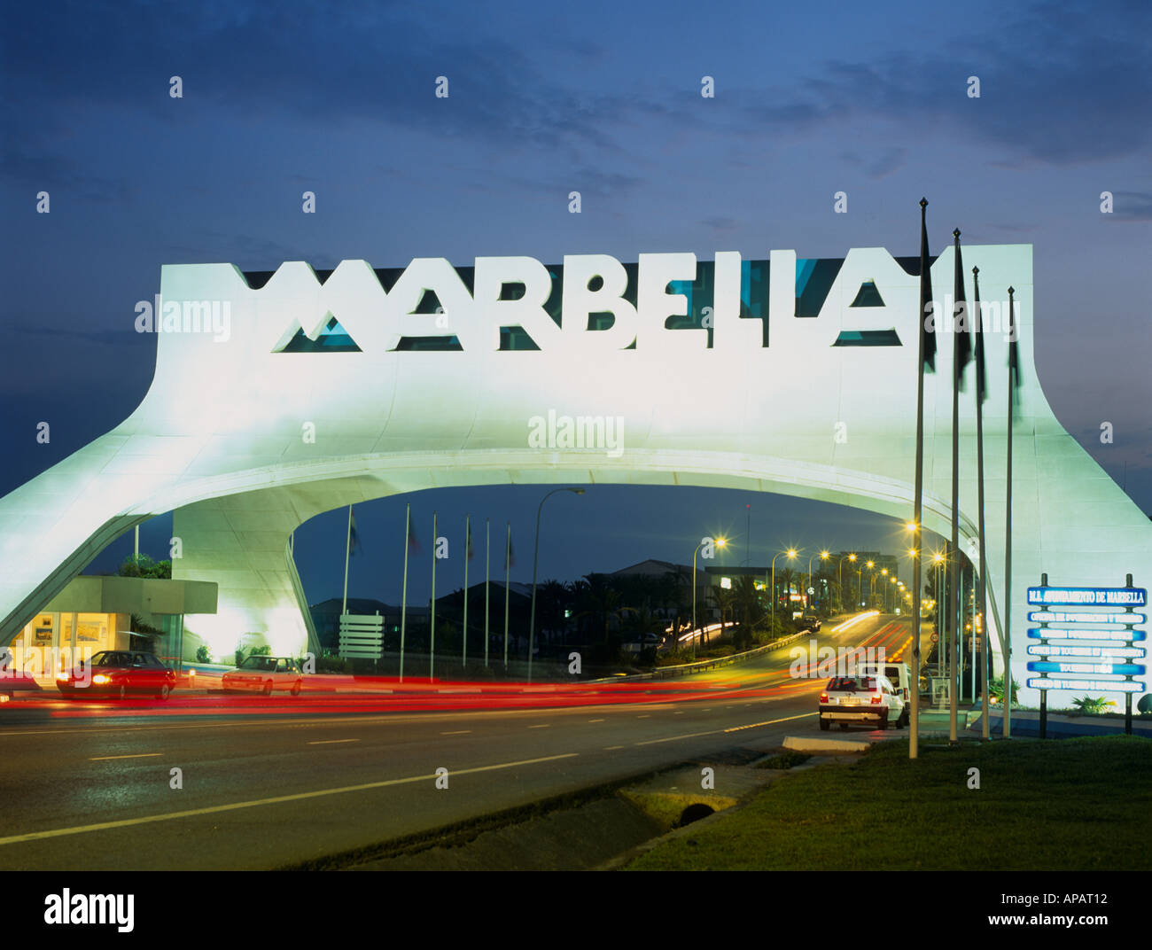 Benvenuti al ponte di Marbella Marbella Costa Del Sol Spagna Europa Foto Stock