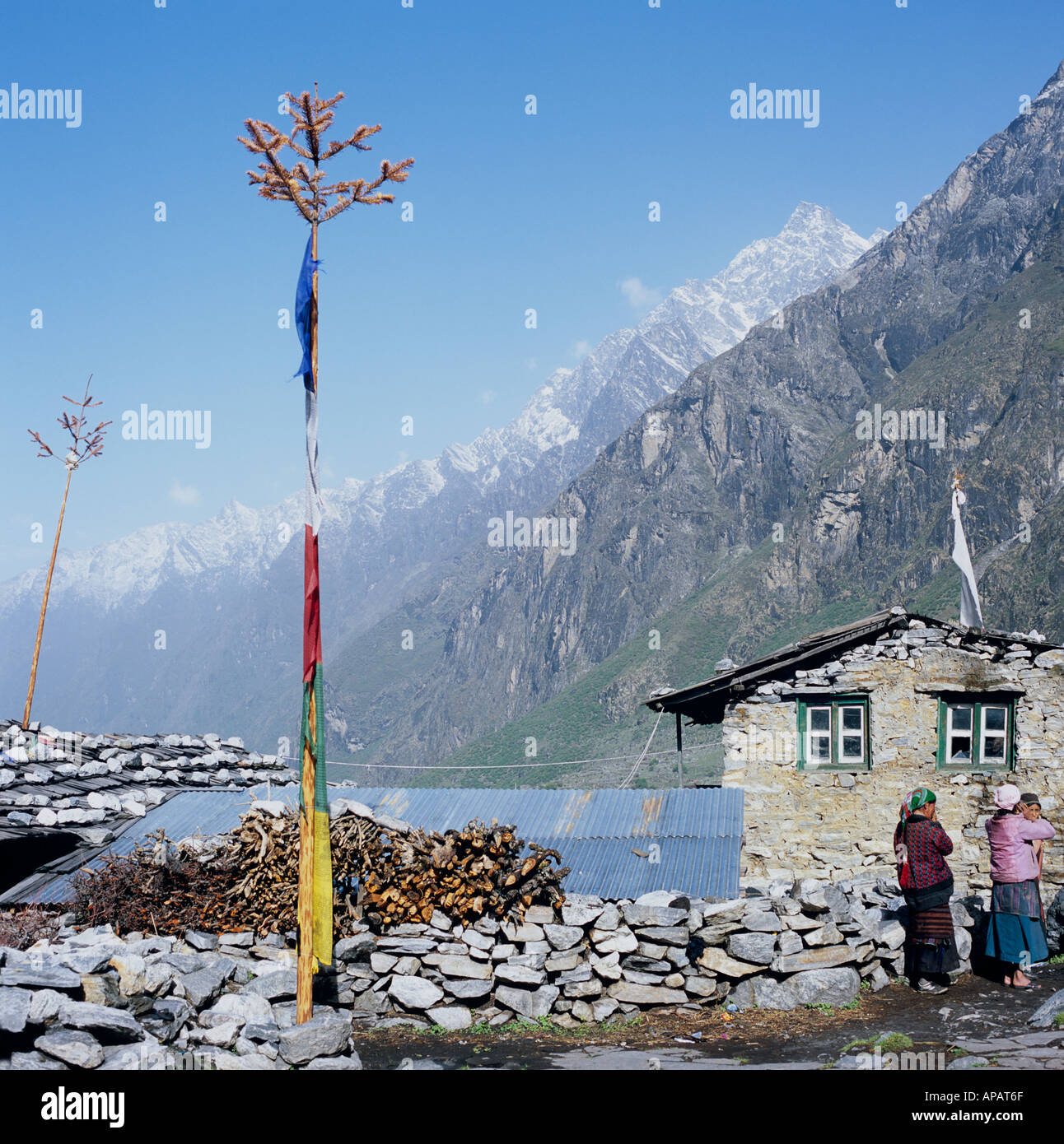 Villaggio Valle Langtang Himalaya Nepal Asia Foto Stock